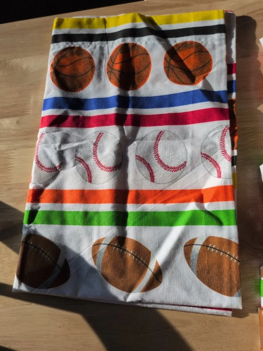 Vintage Sports Twin Sheet Set Football Baseball Basketball Soccer Cotton Blend
